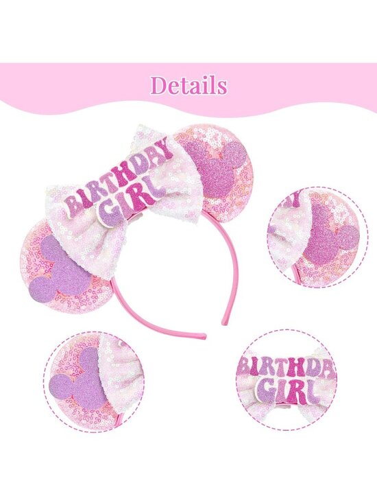 Kids Birthday Girl Pink Mickey Mouse Costume Hair Headband for Cosplay